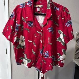 Caribbean Red Floral Button-Down Shirt